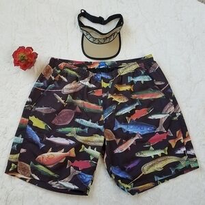KAVU Strap Visor & Men's Fish Swim Trunks
